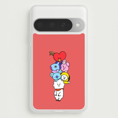Red BT21 - RJ, Mang, Koya, Chimmy, Cooky, Shooky, Tata - K Pop Phone Case for Google Pixel 10 Pro XL