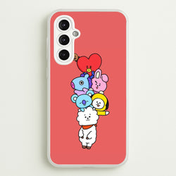 Red BT21 - RJ, Mang, Koya, Chimmy, Cooky, Shooky, Tata - K Pop  -  Phone Case for Galaxy A14