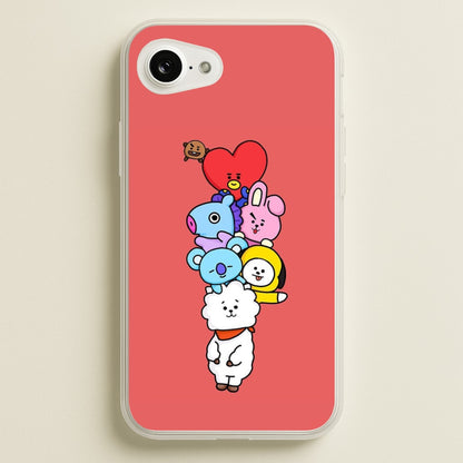 Red BT21 - RJ, Mang, Koya, Chimmy, Cooky, Shooky, Tata - K Pop  -  Phone Case for iPhone 16e