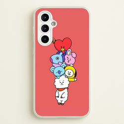 Red BT21 - RJ, Mang, Koya, Chimmy, Cooky, Shooky, Tata - K Pop  -  Phone Case for Galaxy A54