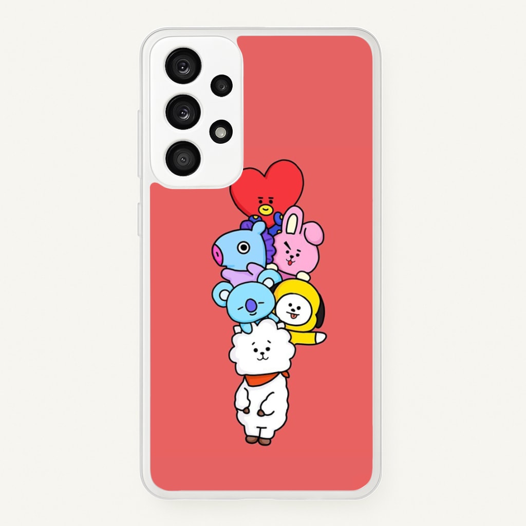 Red BT21 - RJ, Mang, Koya, Chimmy, Cooky, Shooky, Tata - K Pop  -  Phone Case for Galaxy A53