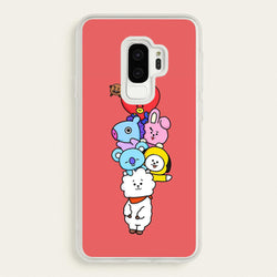 Red BT21 - RJ, Mang, Koya, Chimmy, Cooky, Shooky, Tata - K Pop  -  Phone Case for Galaxy S9 Plus