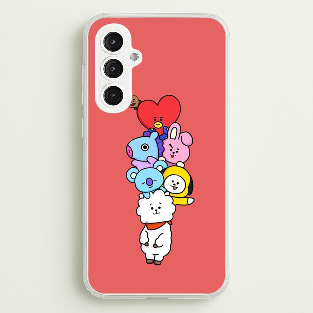 Red BT21 - RJ, Mang, Koya, Chimmy, Cooky, Shooky, Tata - K Pop  -  Phone Case for Galaxy S23FE