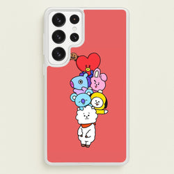 Red BT21 - RJ, Mang, Koya, Chimmy, Cooky, Shooky, Tata - K Pop  -  Phone Case for Galaxy S22 Ultra