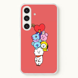 Red BT21 - RJ, Mang, Koya, Chimmy, Cooky, Shooky, Tata - K Pop  -  Phone Case for Galaxy S24FE