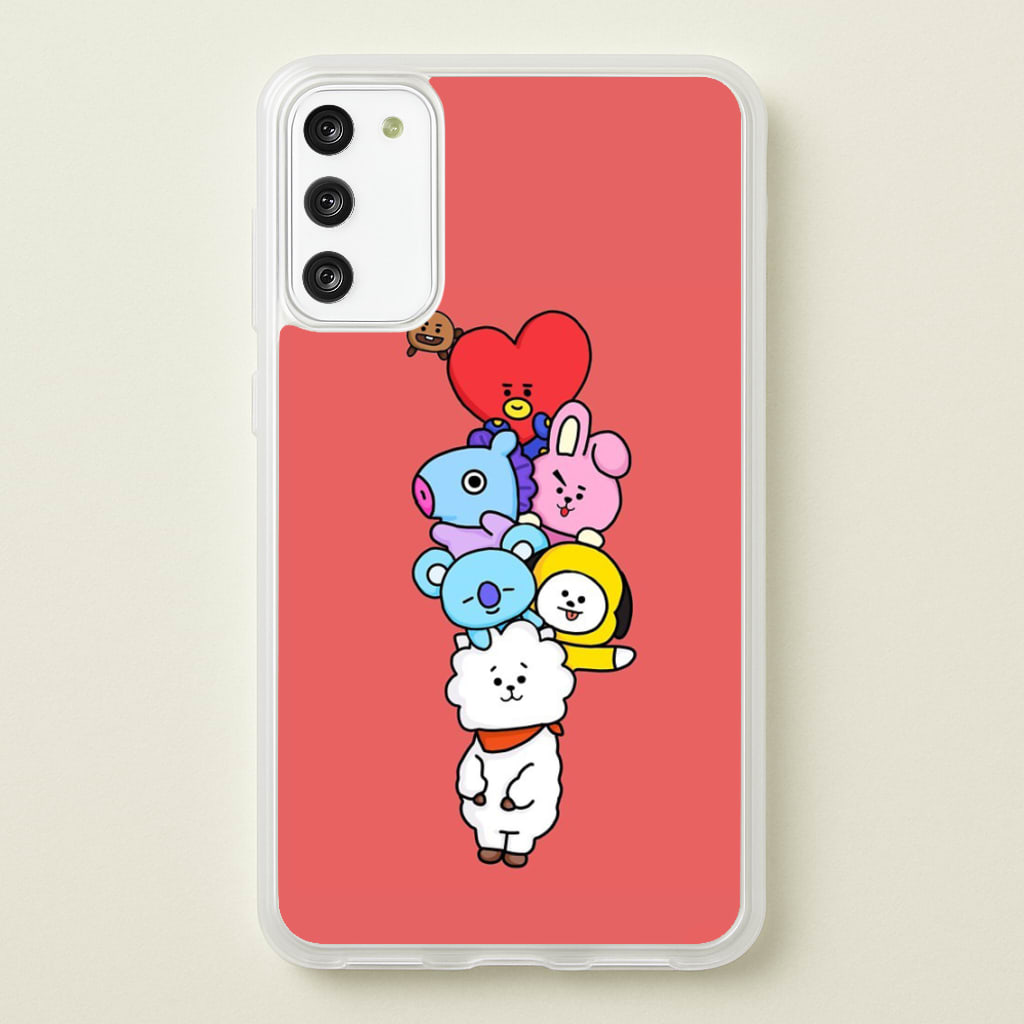 Red BT21 - RJ, Mang, Koya, Chimmy, Cooky, Shooky, Tata - K Pop  -  Phone Case for Galaxy S20FE