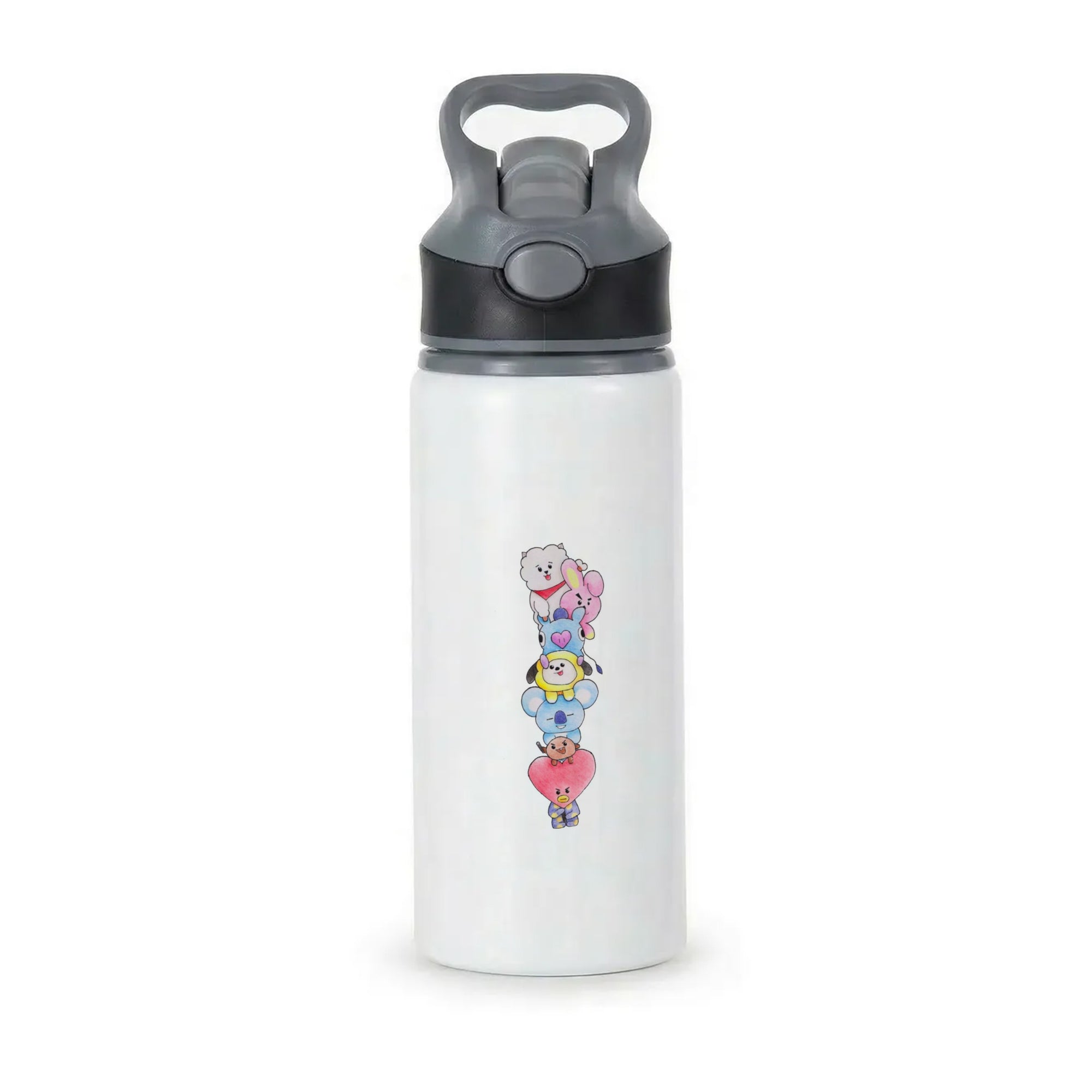 K-Pop Band BT21 Drawing Active Water Bottle - Black