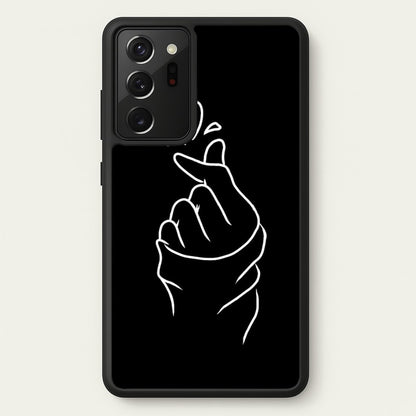 Cute Heart Finger Snap Black  -  Phone Case for Galaxy Note 20 Ultra