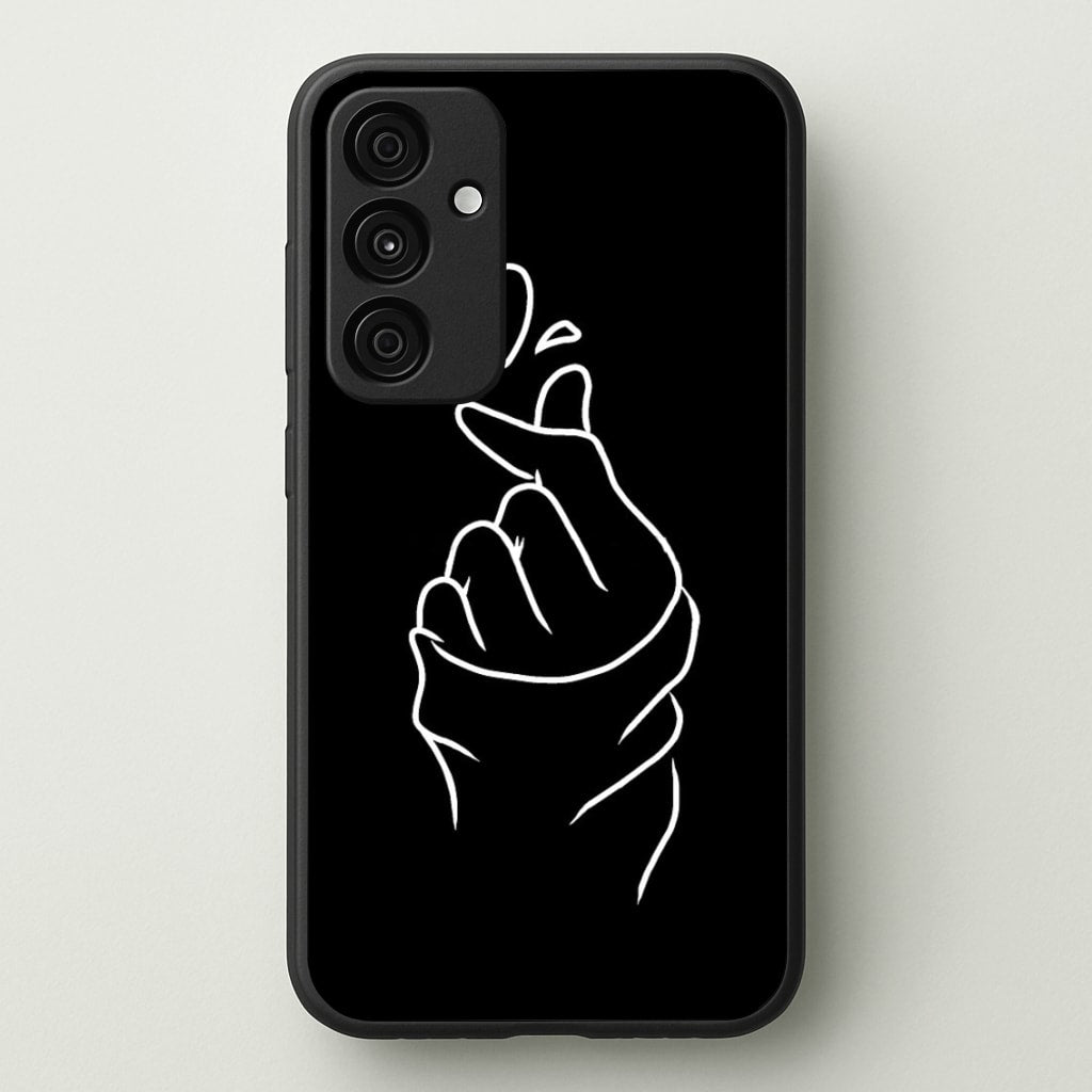 Cute Heart Finger Snap Black  -  Phone Case for Galaxy A55
