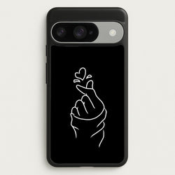 Cute Heart Finger Snap Black Phone Case for Google Pixel 10 / 10 Pro