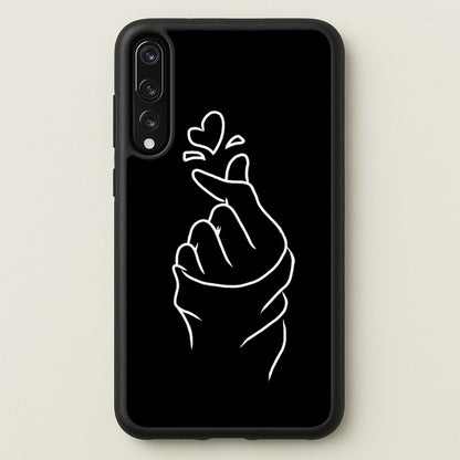 Cute Heart Finger Snap Black  -  Phone Case for Huawei P20 Pro