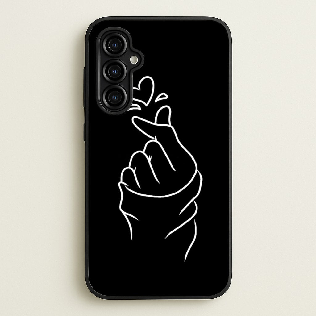 Cute Heart Finger Snap Black  -  Phone Case for Galaxy A54