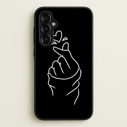 Cute Heart Finger Snap Black  -  Phone Case for Galaxy A54