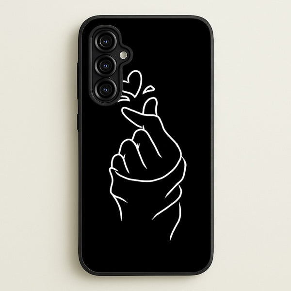 Cute Heart Finger Snap Black  -  Phone Case for Galaxy A54