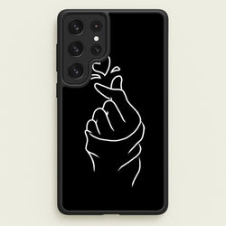 Cute Heart Finger Snap Black  -  Phone Case for Galaxy S23 Ultra