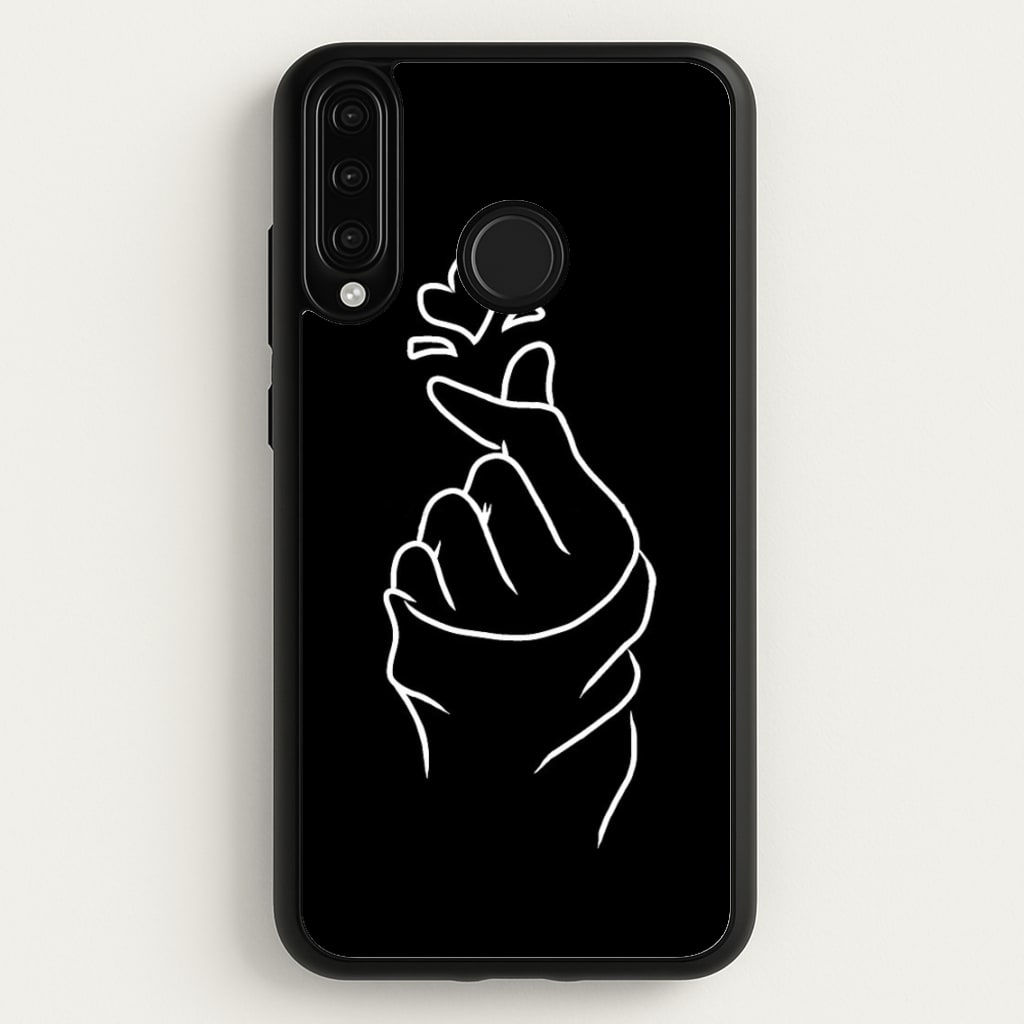 Cute Heart Finger Snap Black  -  Phone Case for Huawei P30 Lite