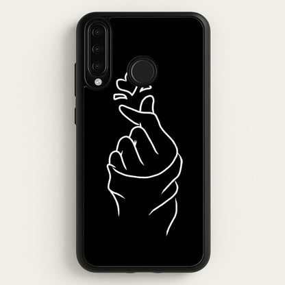Cute Heart Finger Snap Black  -  Phone Case for Huawei P30 Lite