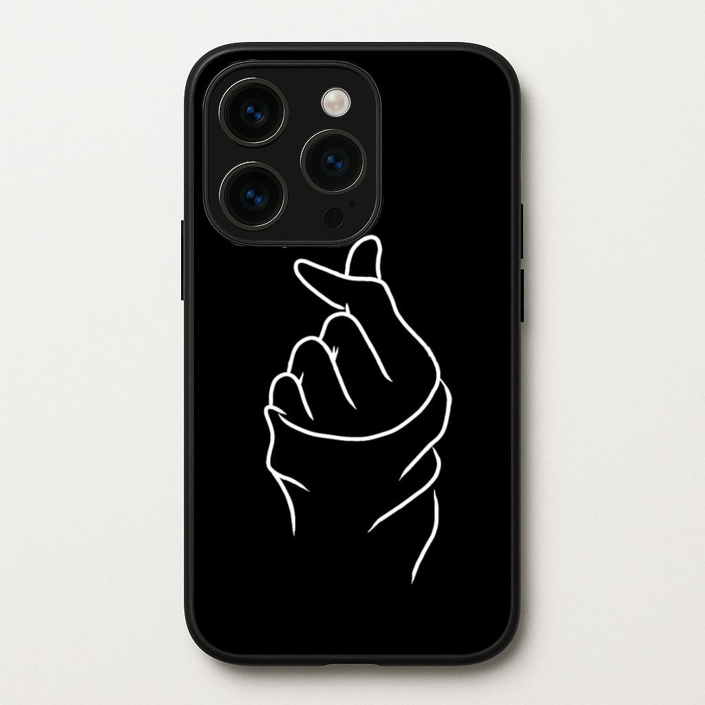 Cute Heart Finger Snap Black  -  Phone Case for iPhone 15 Pro