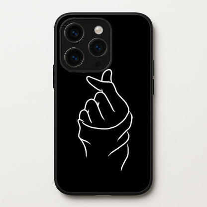 Cute Heart Finger Snap Black  -  Phone Case for iPhone 15 Pro