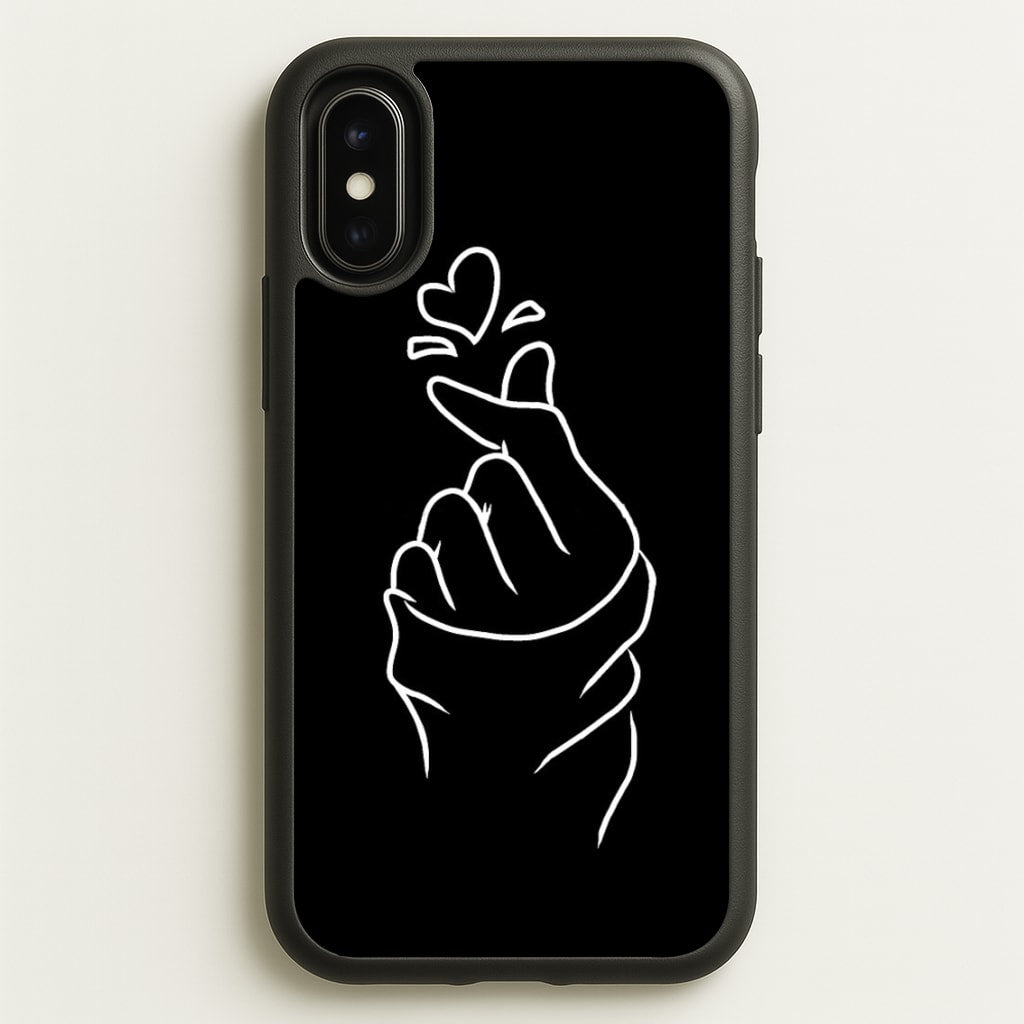 Cute Heart Finger Snap Black  -  Phone Case for iPhone X / XS