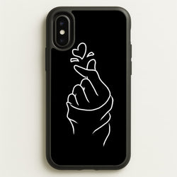 Cute Heart Finger Snap Black  -  Phone Case for iPhone X / XS
