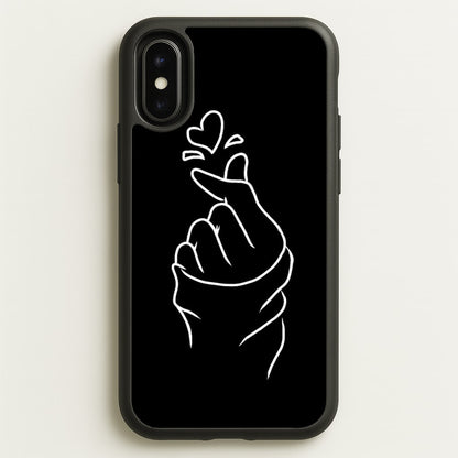 Cute Heart Finger Snap Black  -  Phone Case for iPhone X / XS