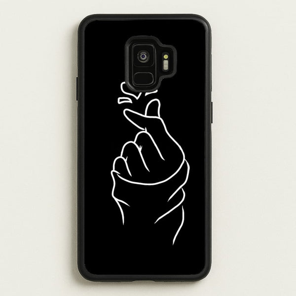 Cute Heart Finger Snap Black  -  Phone Case for Galaxy S9