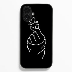 Cute Heart Finger Snap Black  -  Phone Case for iPhone 16 Plus