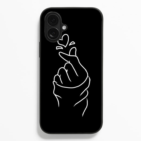 Cute Heart Finger Snap Black  -  Phone Case for iPhone 16 Plus