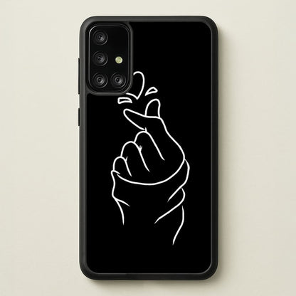 Cute Heart Finger Snap Black  -  Phone Case for Galaxy A71