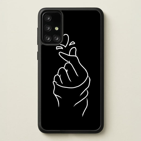 Cute Heart Finger Snap Black  -  Phone Case for Galaxy A71
