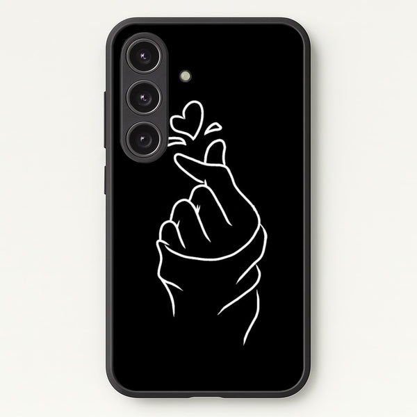 Cute Heart Finger Snap Black  -  Phone Case for Galaxy S25
