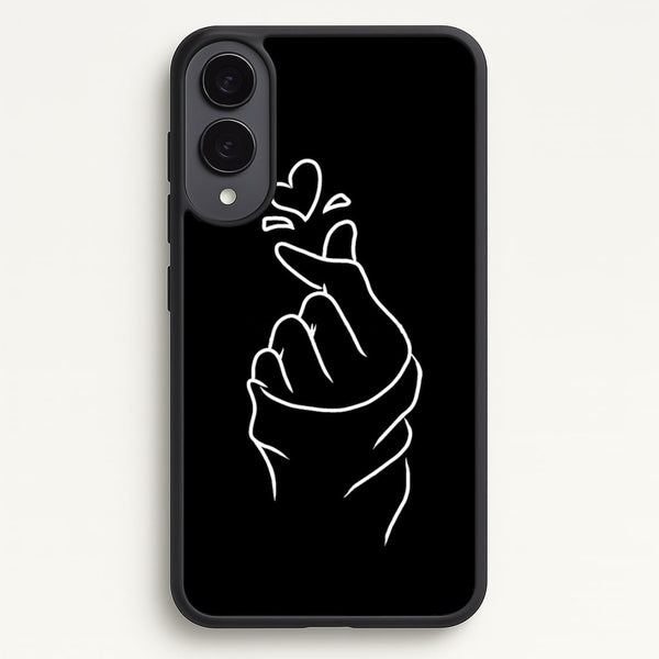 Cute Heart Finger Snap Black  -  Phone Case for Galaxy S25 Edge