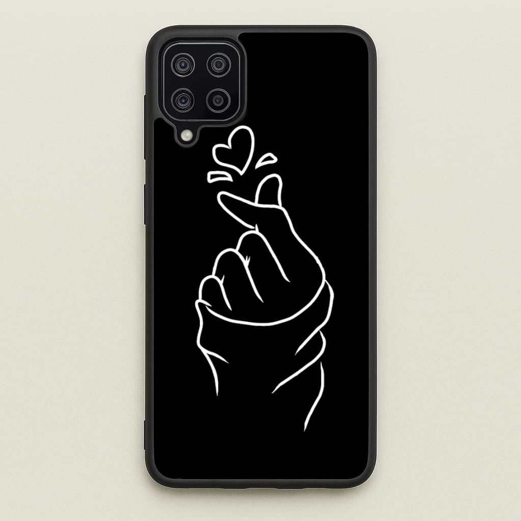 Cute Heart Finger Snap Black  -  Phone Case for Galaxy A12