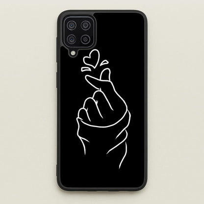 Cute Heart Finger Snap Black  -  Phone Case for Galaxy A12