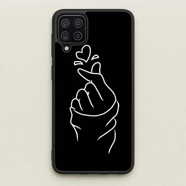 Cute Heart Finger Snap Black  -  Phone Case for Galaxy A12
