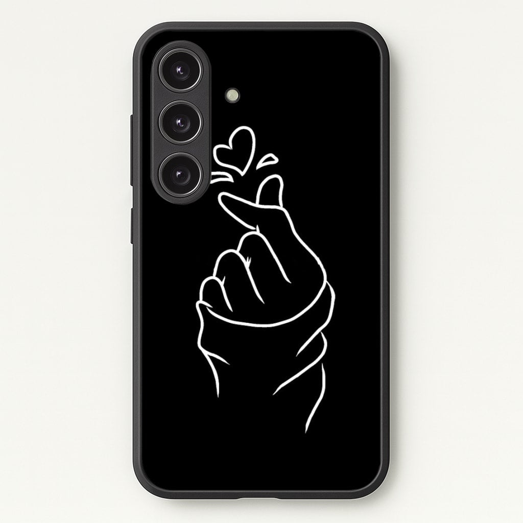 Cute Heart Finger Snap Black  -  Phone Case for Galaxy S25 Plus