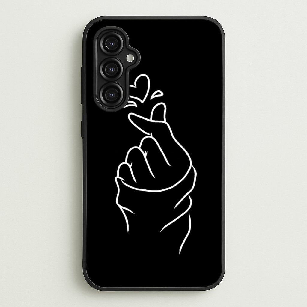 Cute Heart Finger Snap Black  -  Phone Case for Galaxy A14