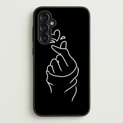 Cute Heart Finger Snap Black  -  Phone Case for Galaxy A14