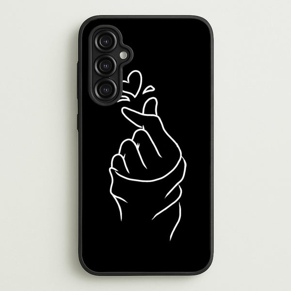 Cute Heart Finger Snap Black  -  Phone Case for Galaxy A14