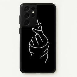 Cute Heart Finger Snap Black  -  Phone Case for Galaxy S21 Ultra