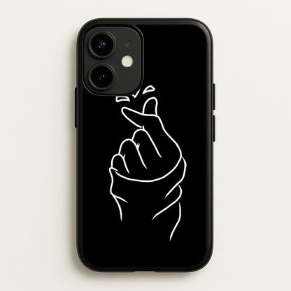Cute Heart Finger Snap Black  -  Phone Case for iPhone 12 Mini
