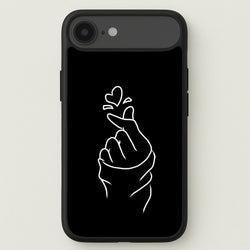 Cute Heart Finger Snap Black Phone Case for iPhone 17 Air
