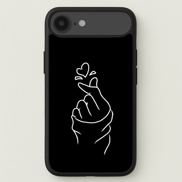 Cute Heart Finger Snap Black Phone Case for iPhone 17 Air