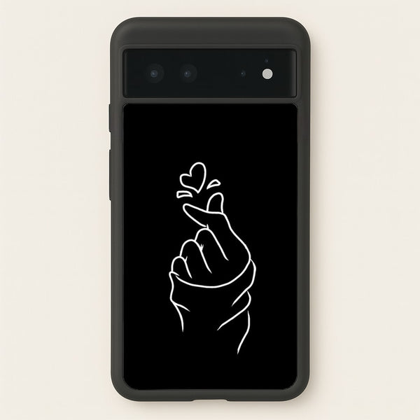 Cute Heart Finger Snap Black  -  Phone Case for Google Pixel 6