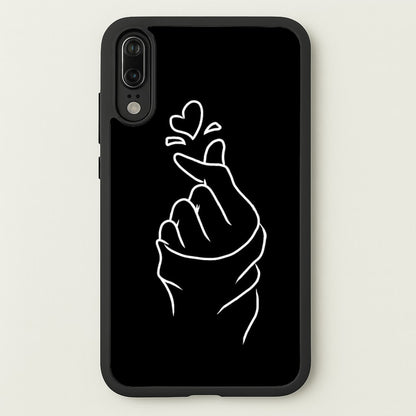 Cute Heart Finger Snap Black  -  Phone Case for Huawei P20