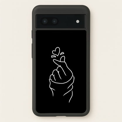 Cute Heart Finger Snap Black  -  Phone Case for Google Pixel 7a