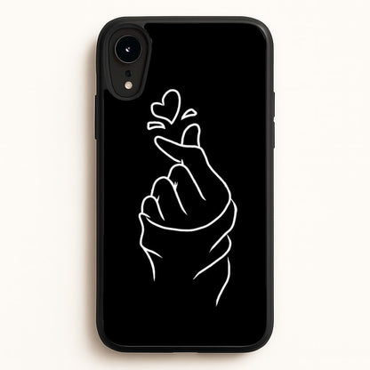 Cute Heart Finger Snap Black  -  Phone Case for iPhone XR