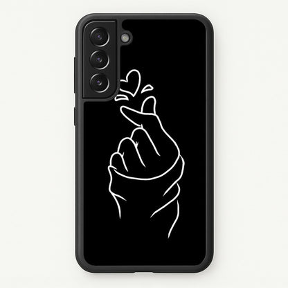 Cute Heart Finger Snap Black  -  Phone Case for Galaxy S22