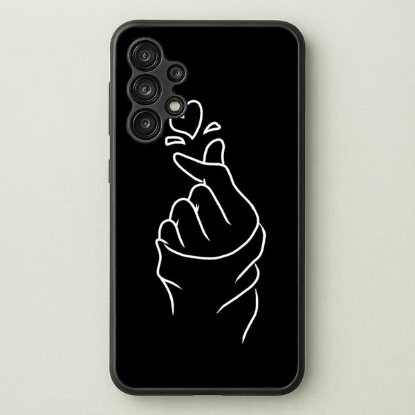 Cute Heart Finger Snap Black  -  Phone Case for Galaxy A13